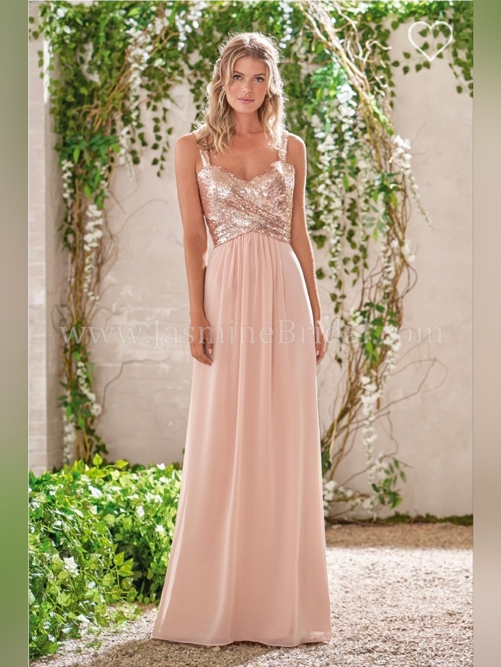 B2 Jasmine Rose Gold Bridesmaid Evening Dress Seguin Wedding Prom